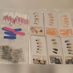 Assorted Nail Art Set with Nude and Black Designs